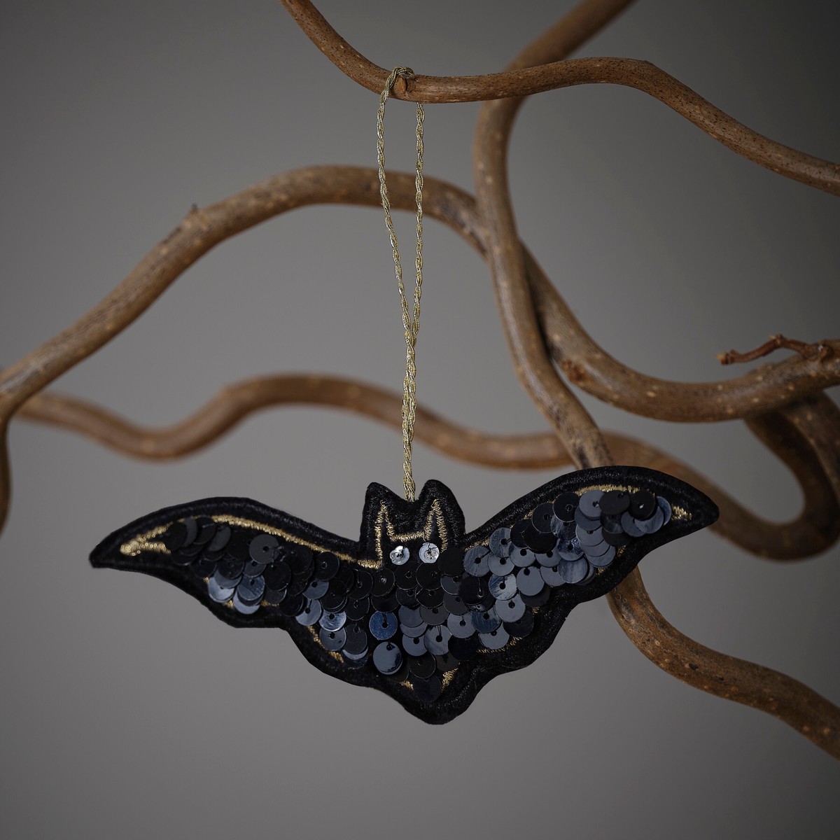Black Bat Embroidered Halloween Tree Decoration - Default Title