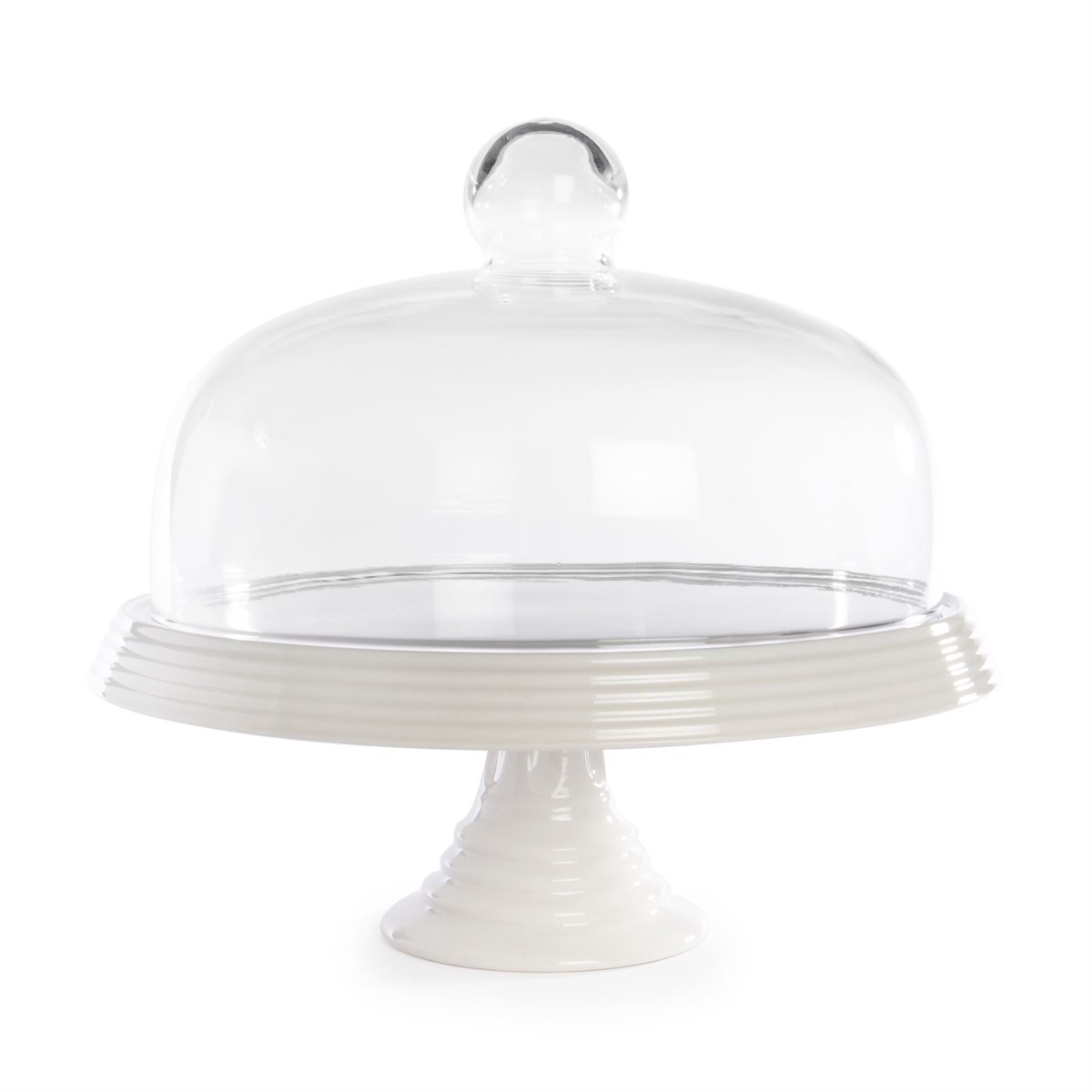 Ceramic Cake Stand with Glass Cover | M&W - Default Title