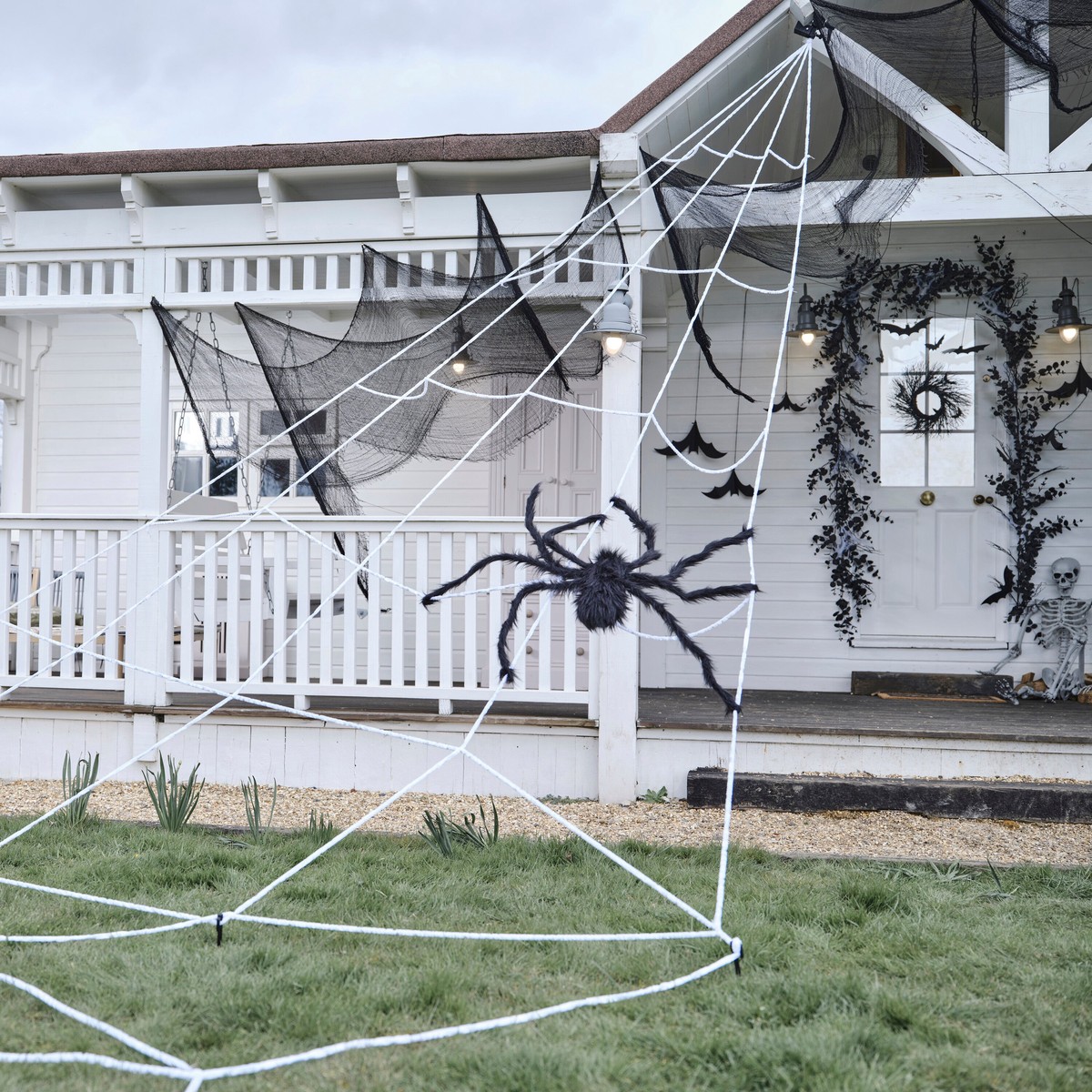 Giant Halloween Spider Web Decoration with Large Spider - Default Title