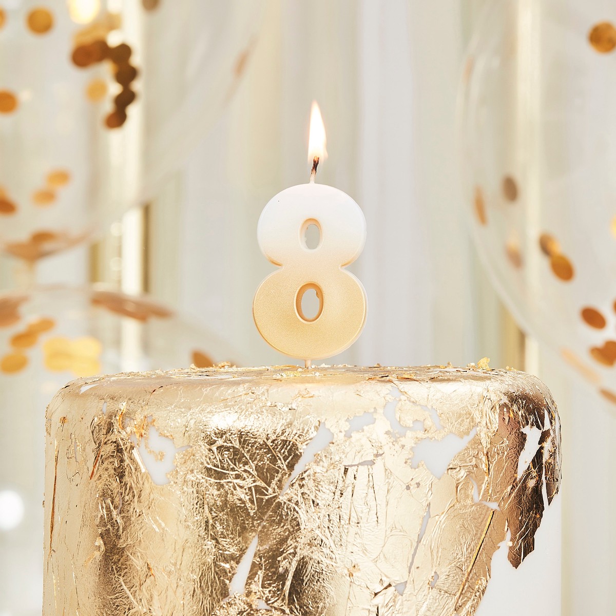 Gold Ombre 8 Number Birthday Candle- 5 Inner Pack - Default Title