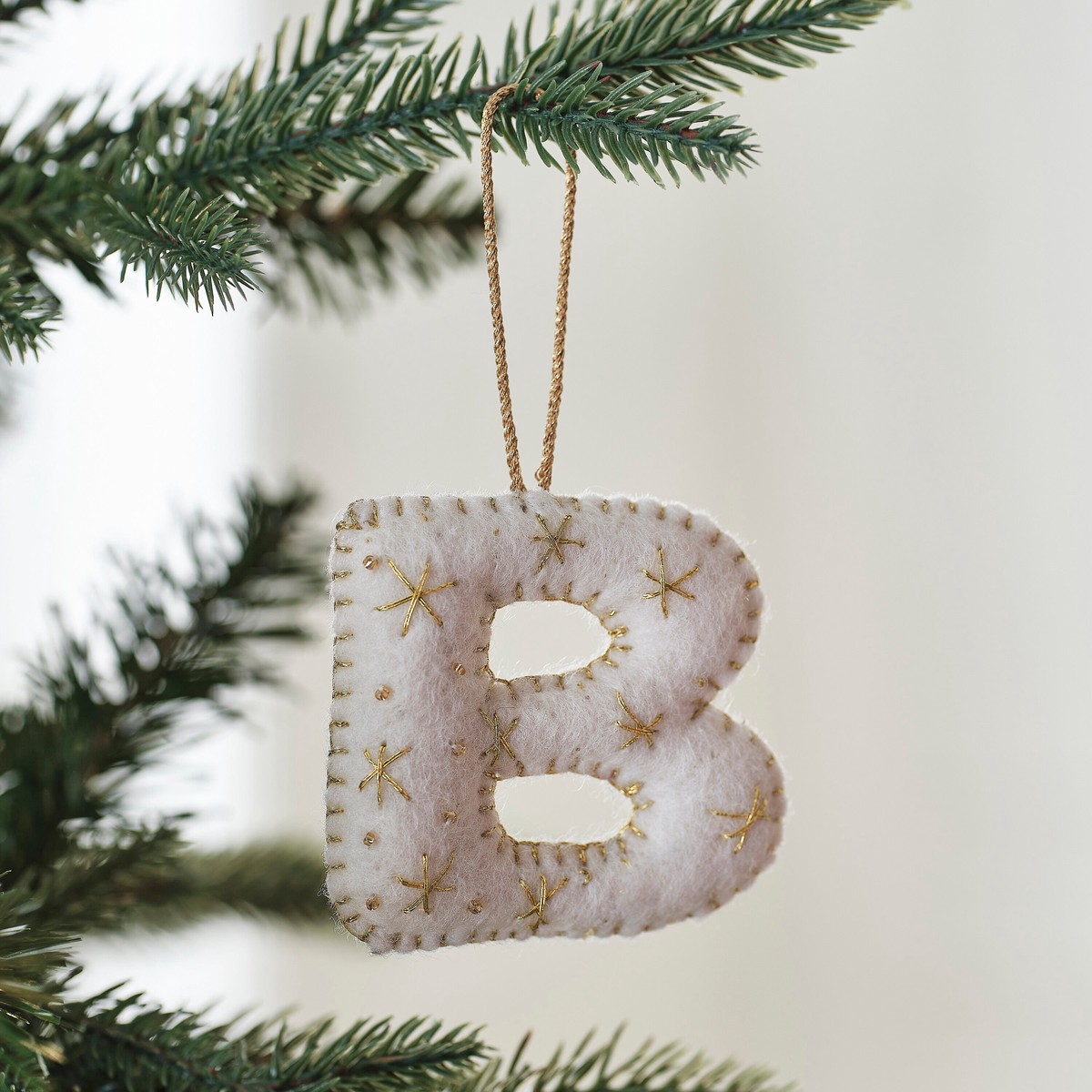 Alphabet Initial Embroidered Felt Christmas Tree Decoration - B