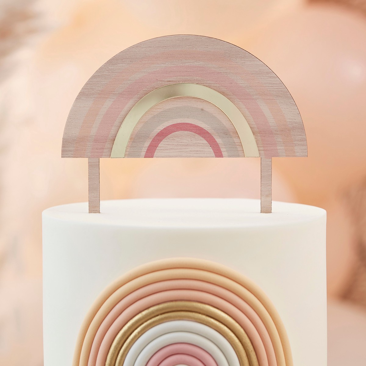 Wooden And Acrylic Rainbow Cake Topper - Default Title