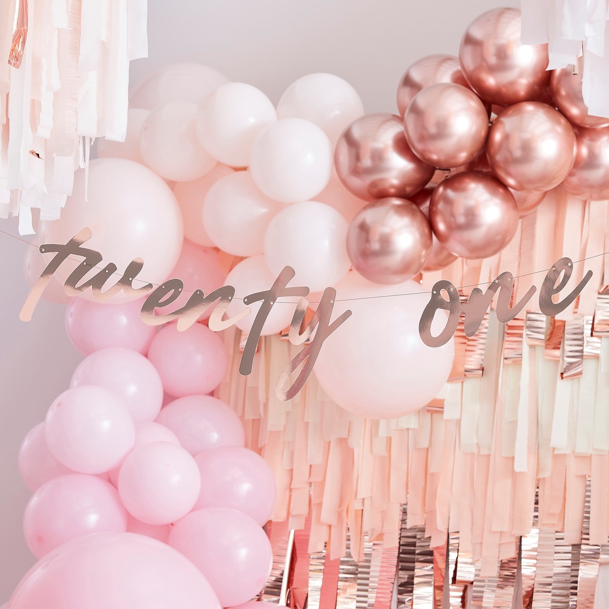 21st Rose Gold Happy Birthday Banner Bunting - Default Title