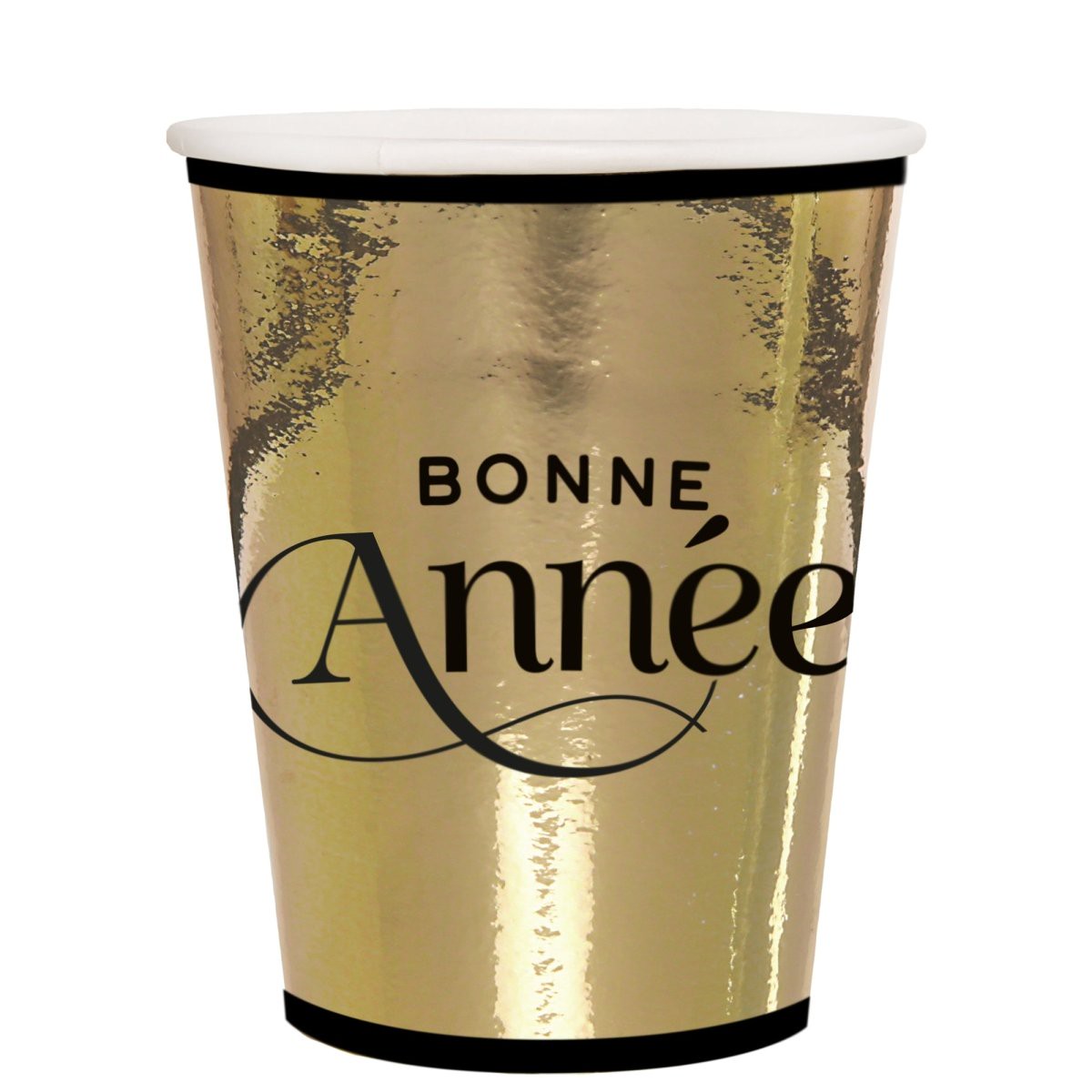 Black and Gold "Bonne Anne" Paper Cups, 10 Count - Default Title