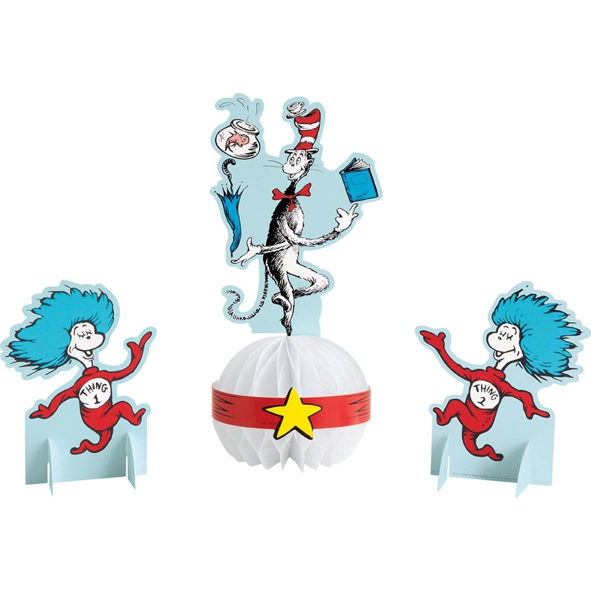 Cat In the Hat Birthday Party Paper Table Centerpiece Decorations, 3 Count - Default Title