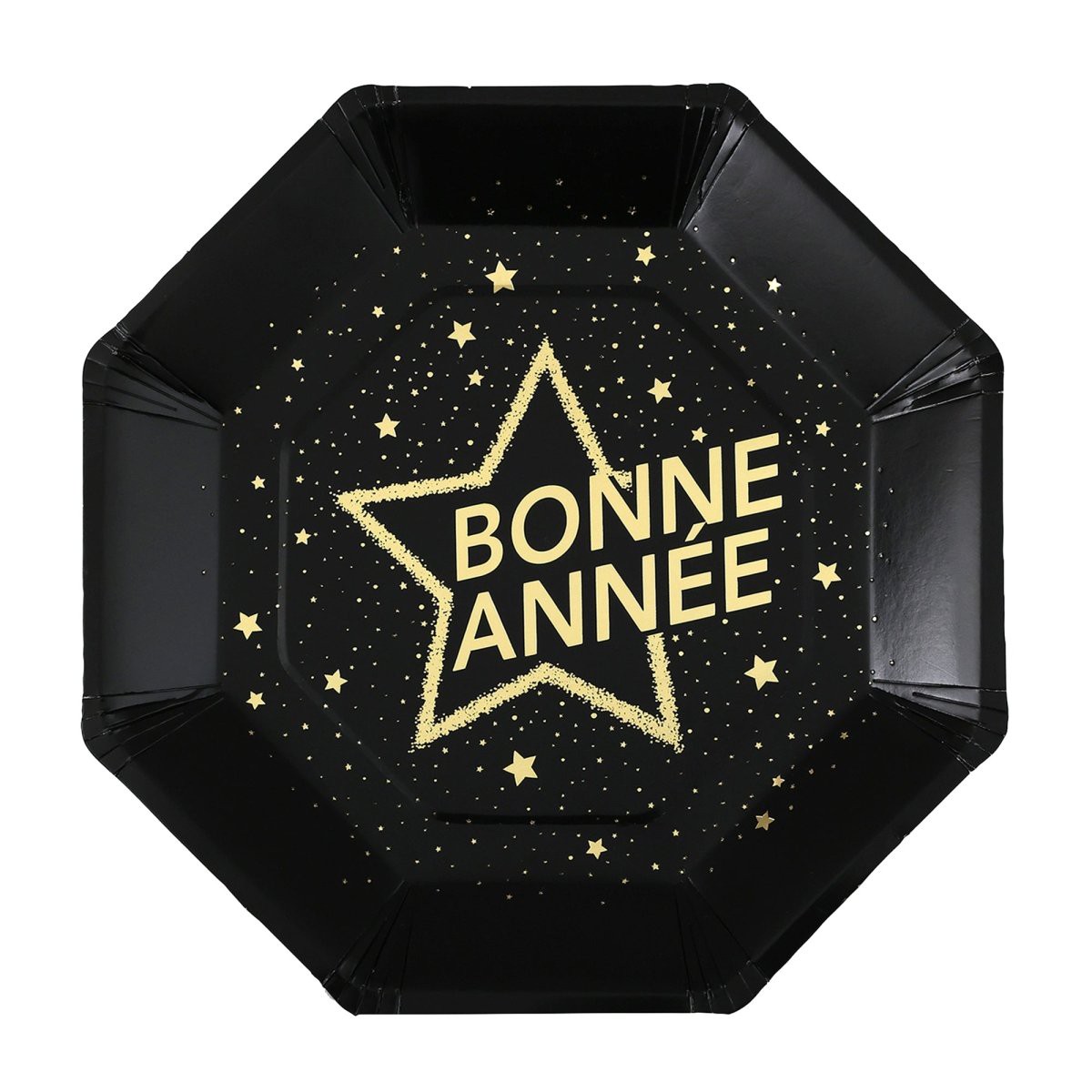 Happy New Year Under the Stars Large Octagonal Lunch Paper Plates, 9 Inches, 10 Count - Default Title