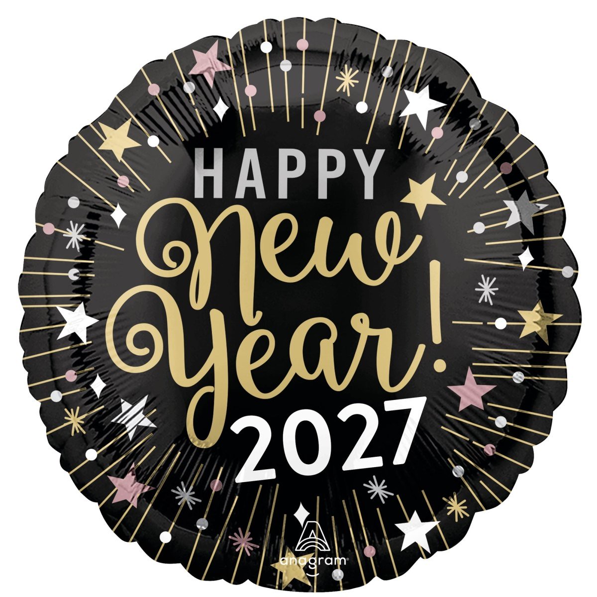 "Happy New Year! 2027" Round Mylar Foil Balloon, 18 Inches, 1 Count - Default Title
