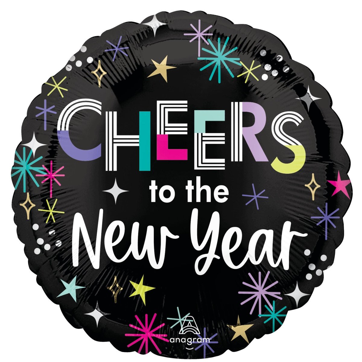 Mid Century Sparkles "Cheers to the New Year" Mylar Foil Balloon, 18 Inches, 1 Count - Default Title