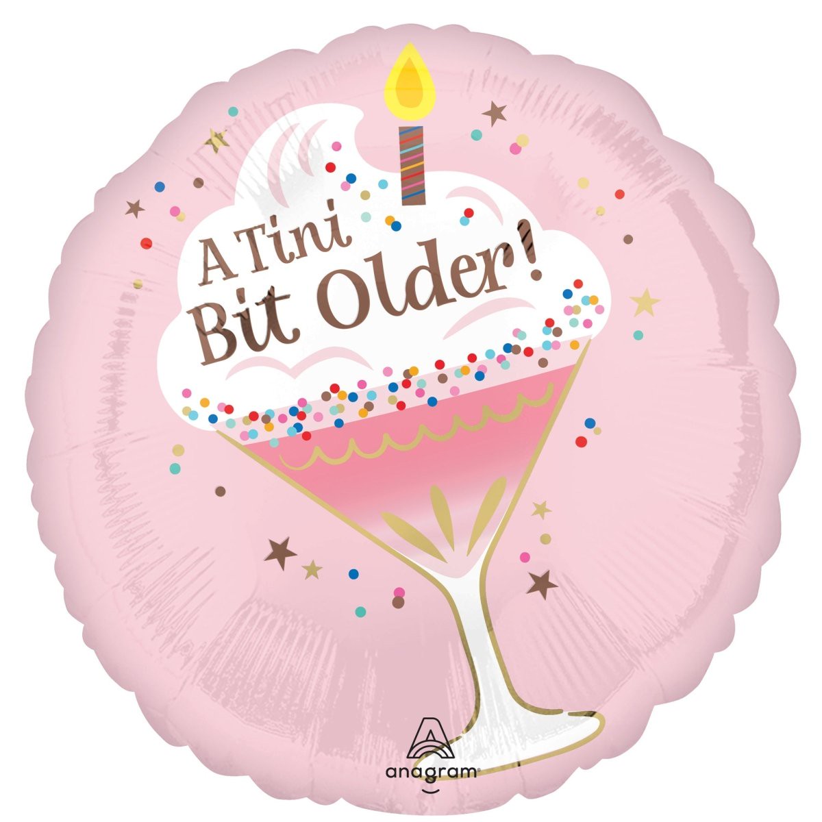 "A Tini Bit Older!" Birthday Round Mylar Foil Balloon, 18 Inches, 1 Count - Default Title