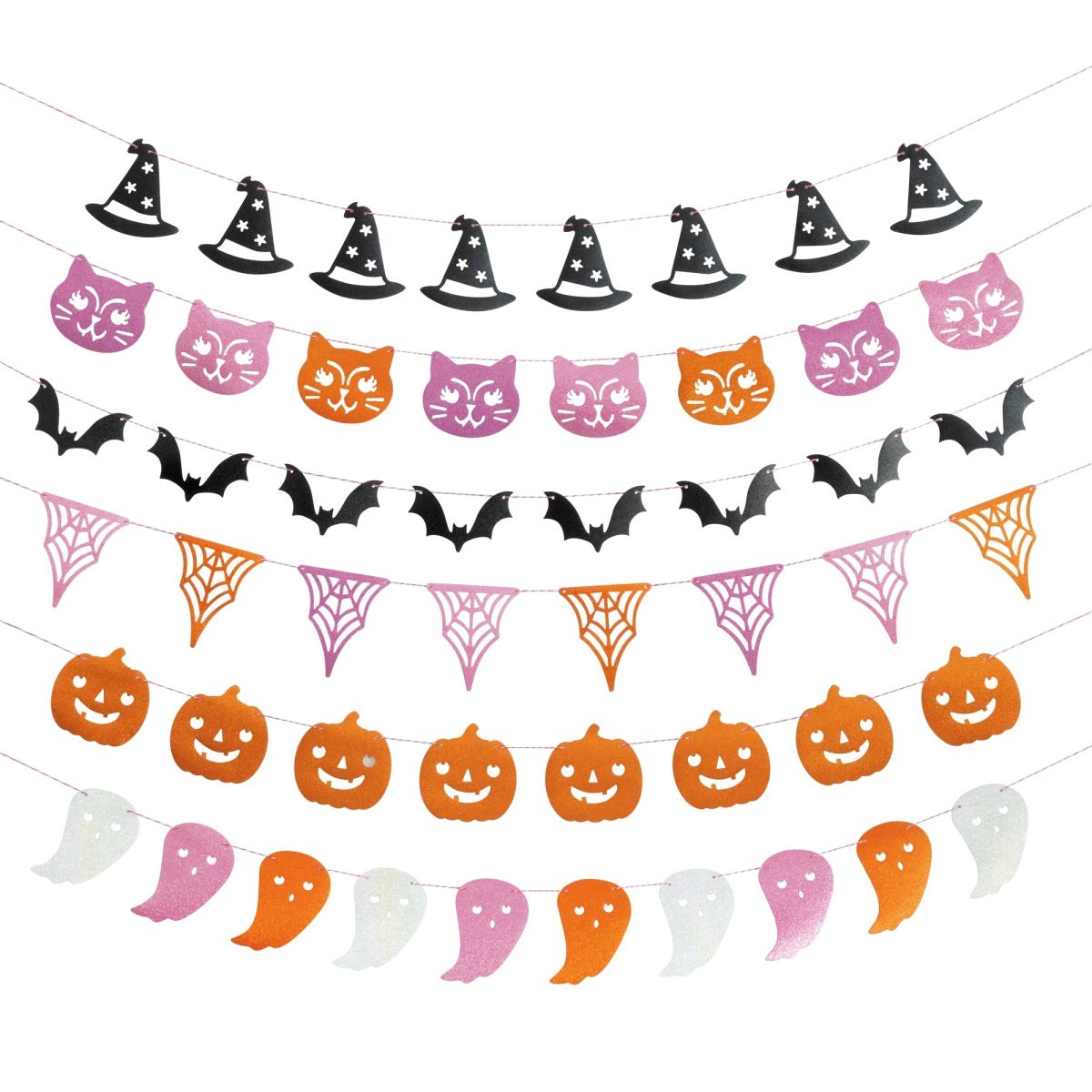 Adorable Halloween Glitter Garland Backdrop Kit, 72 Inches, 6 Count - Default Title