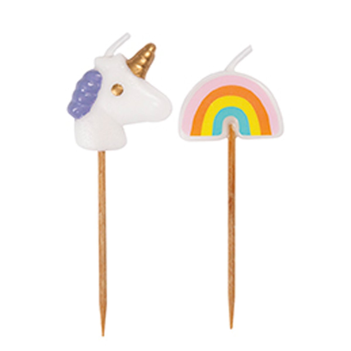 Unicorn and Rainbow Birthday Candles, 6 Count - Default Title