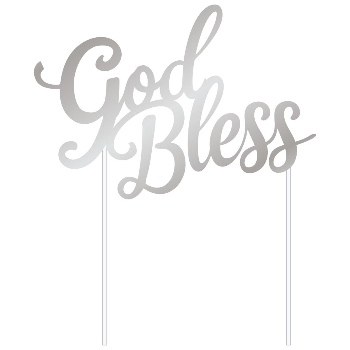 'God Bless' Silver Cake Topper, 1 Count - Default Title