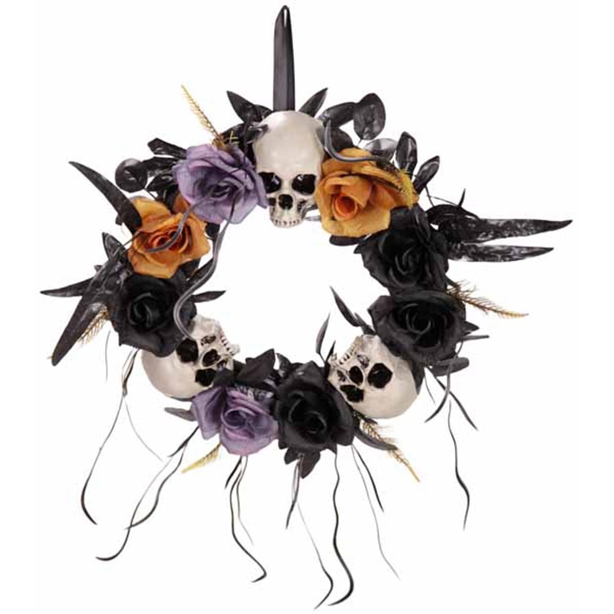 Wreath Flowers and Skulls, 16 Inches, 1 Count - Default Title