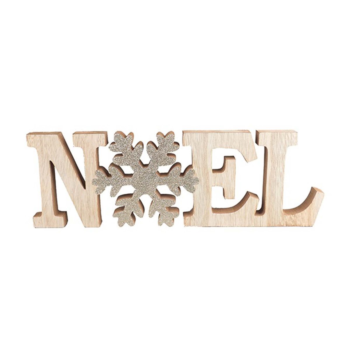 "Nol" Wood Sign, Natural and Gold, 1 Count - Default Title