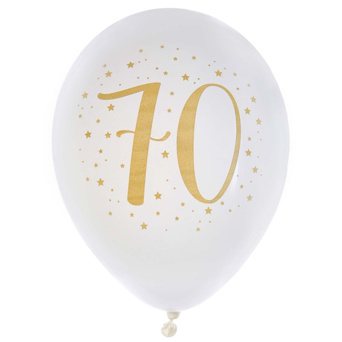 White and Gold 70th Birthday Latex Balloons, 12 Inches, 6 Count - Default Title
