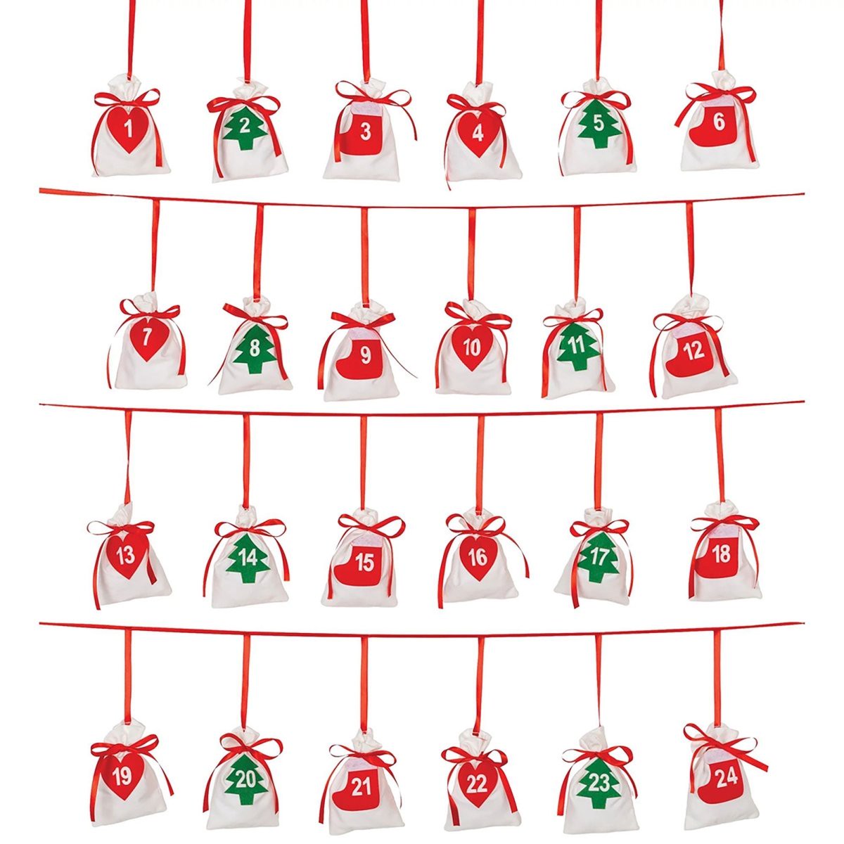 Advent Pouch Calendar Garland, 120 x 6 Inches, 1 Count - Default Title