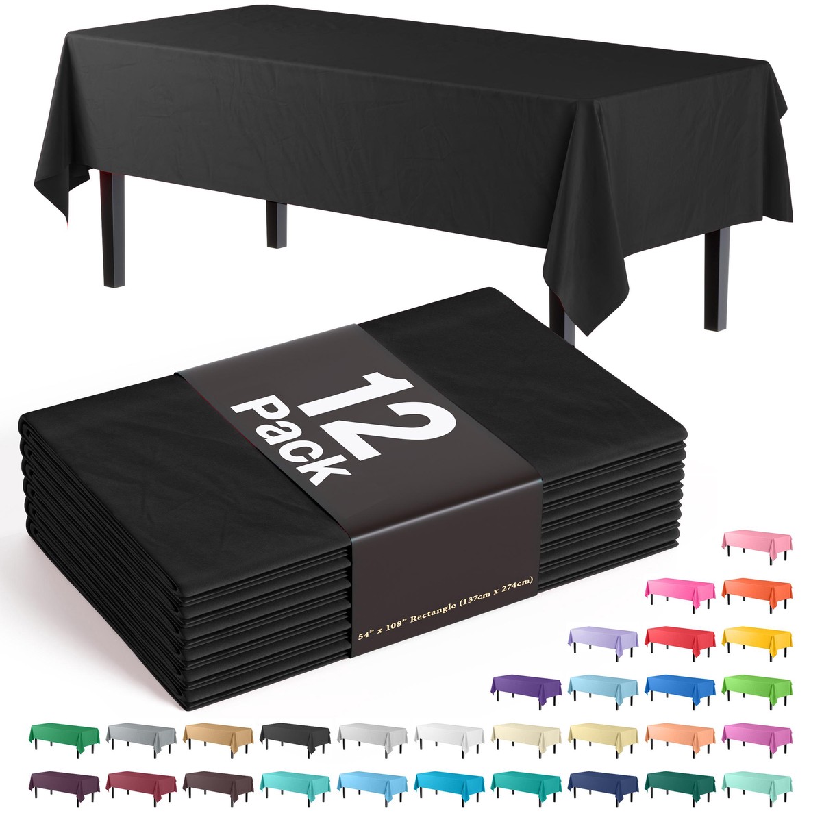 Black Plastic Table Covers | 12 Pack - Default Title