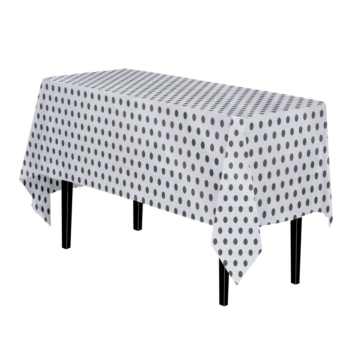Black Polka Dot Plastic Table Covers | 12 Pack - Default Title