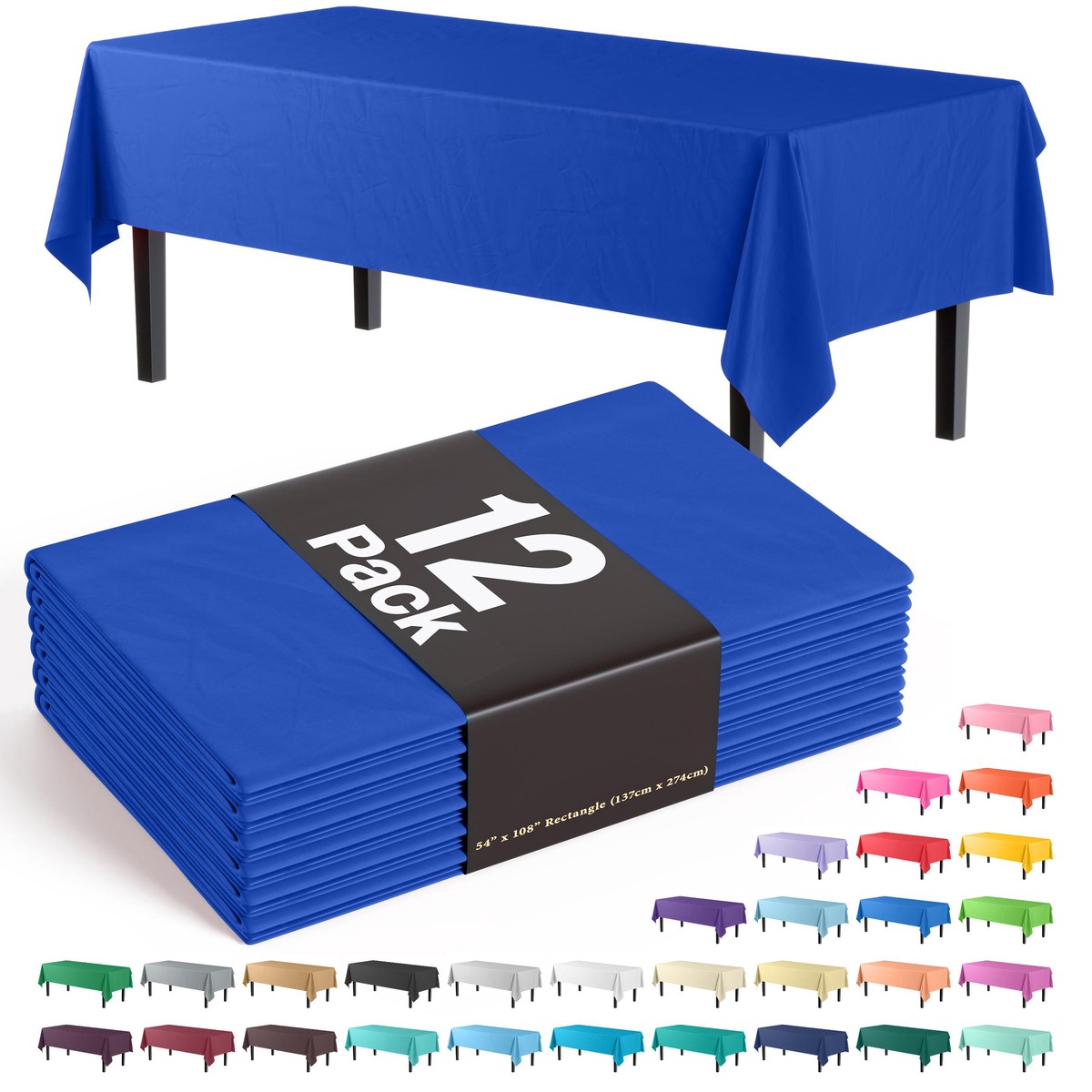 Dark Blue Plastic Table Covers | 12 Pack - Default Title
