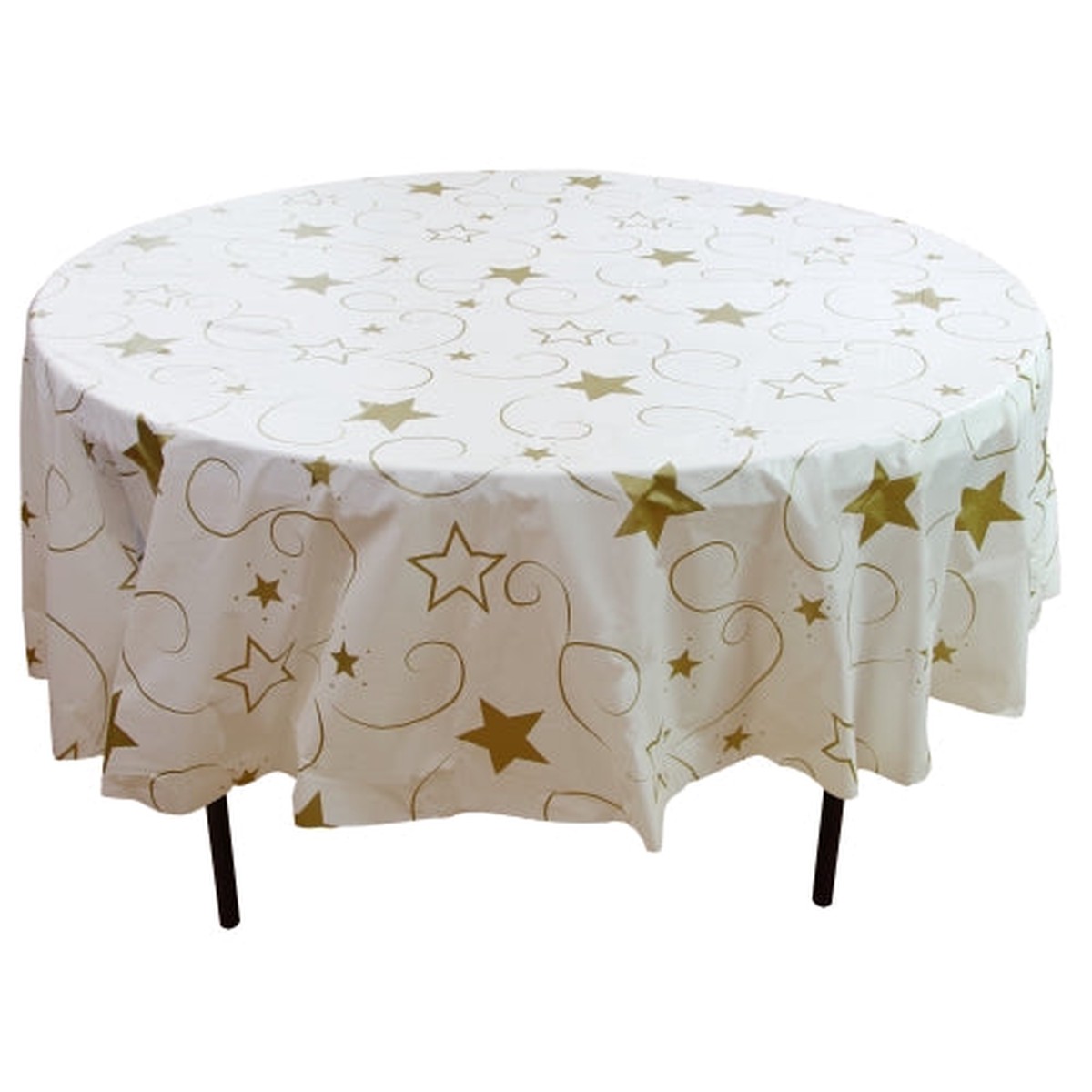 Round Gold Star Printed Plastic Table Covers | 12 Pack - Default Title