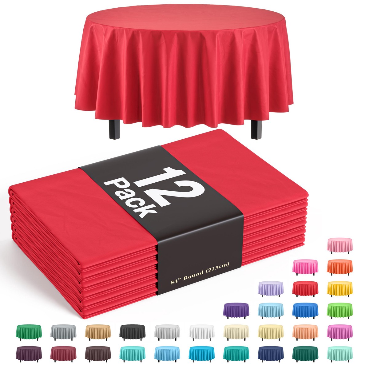 Round Red Plastic Table Covers | 12 Pack - Default Title