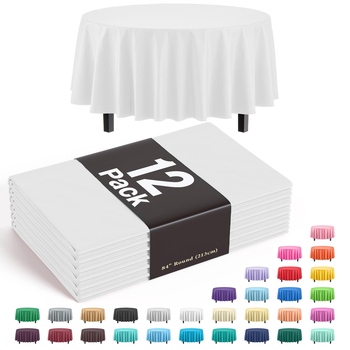 Round White Plastic Table Covers | 12 Pack - Default Title
