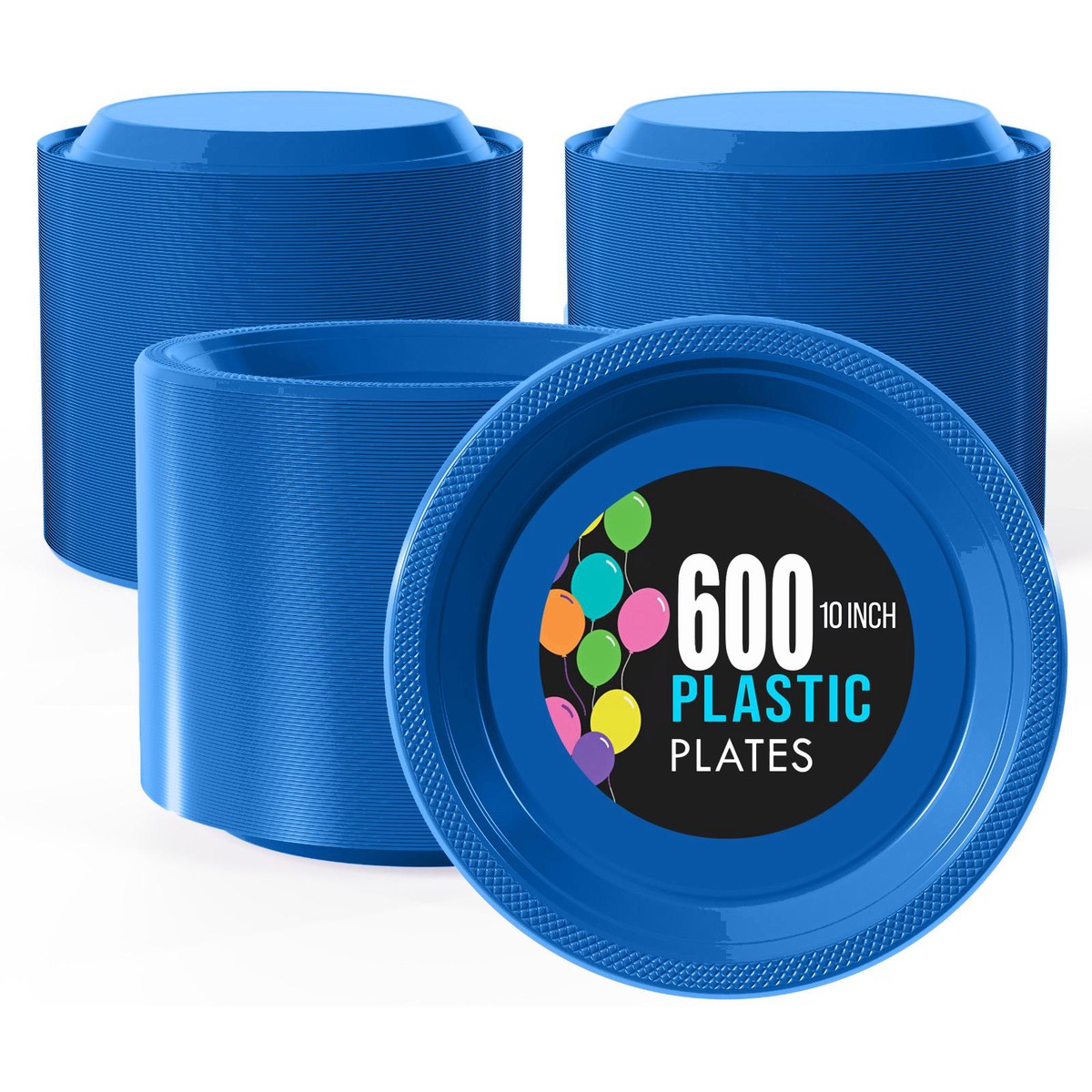 10 In. | Dark Blue Plastic Plates | 600 Count - Default Title