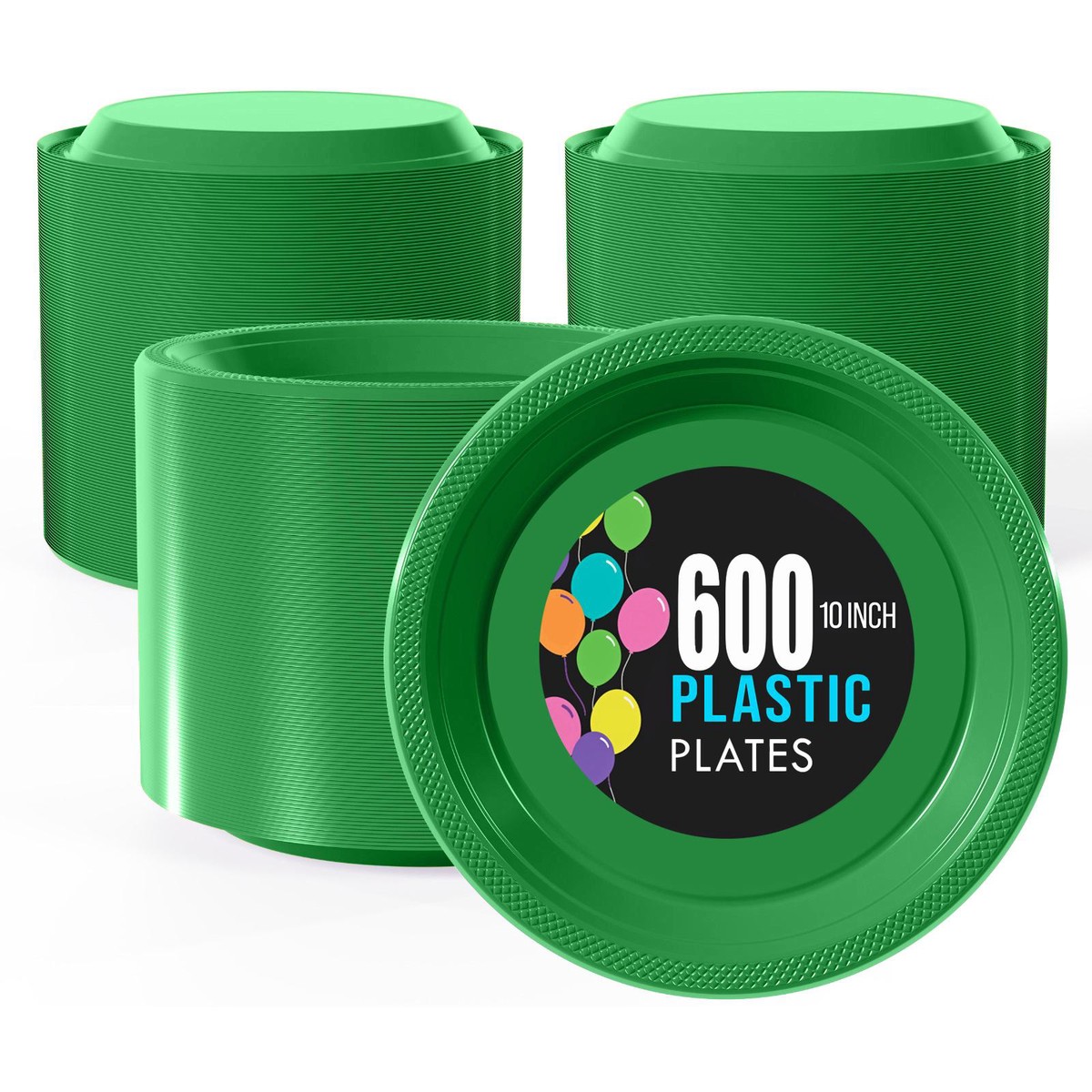 10 In. | Emerald Green Plastic Plates | 600 Count - Default Title