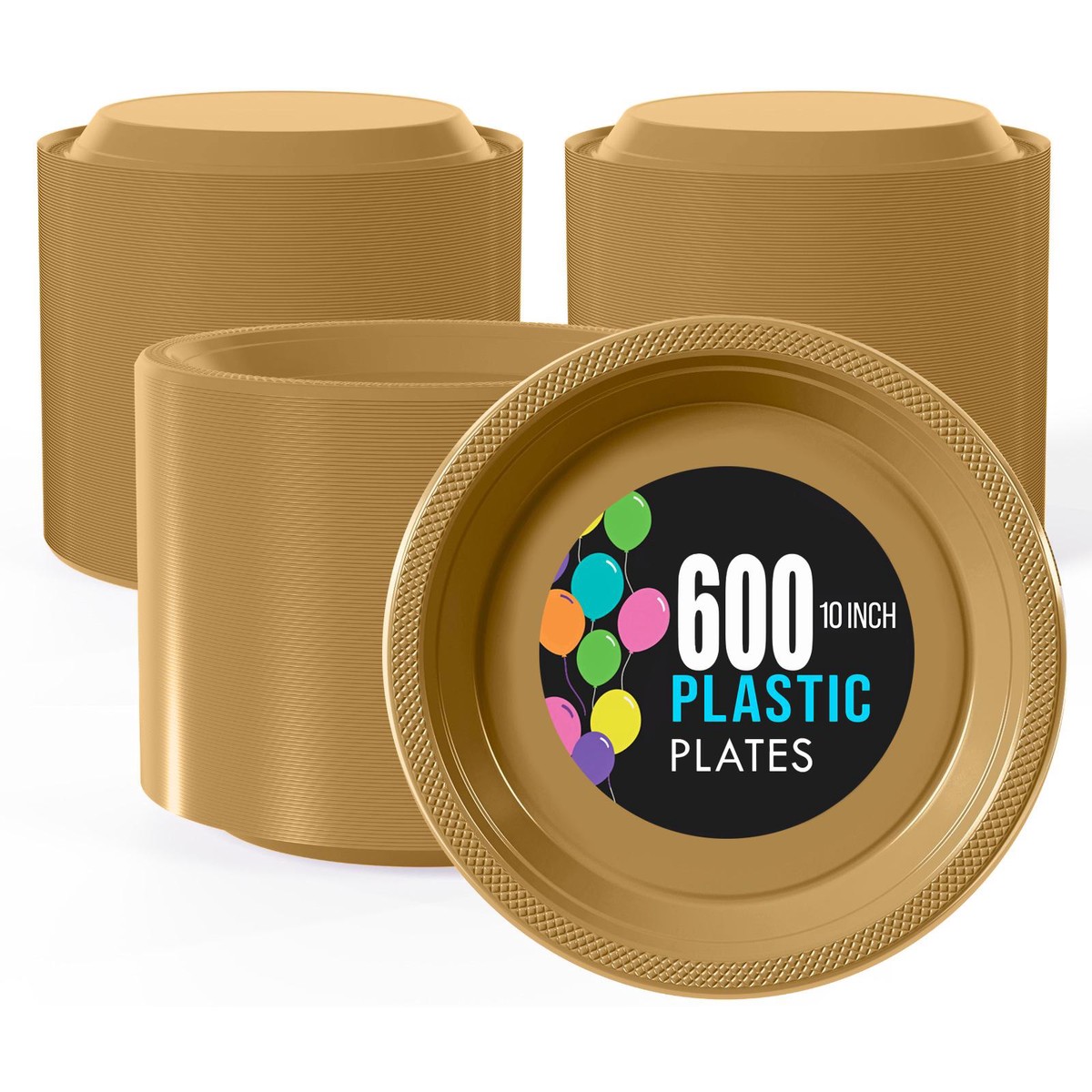 10 In. | Gold Plastic Plates | 600 Count - Default Title