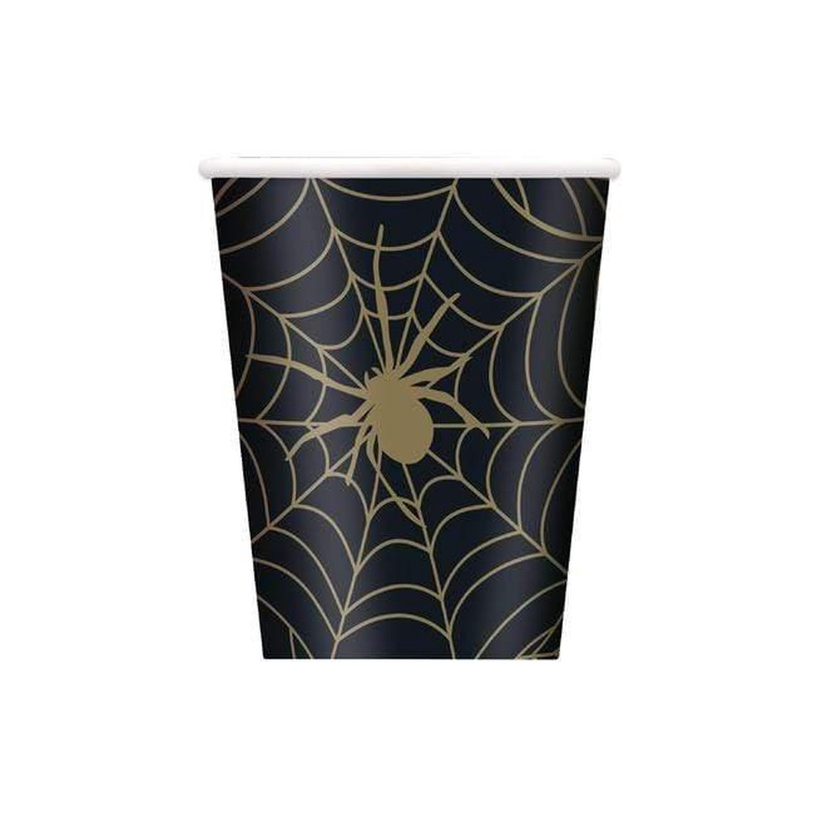 Halloween Black and Gold Spider Web Cups 9oz | 8ct - Default Title